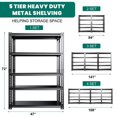 thumbnail image 3 of Lilypelle 5-Tier Storage Shelves, 94" W x 16.2" D x 72" H Heavy Duty Garage Shelving,Metal Shelves for Storage,4500lbs Capacity, 3 of 16