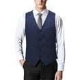 thumbnail image 2 of YUGYXL Men's V-Neck Suit Vest Slim Fit Formal Lightweight Dress Waistcoat Casual Floral Business Vests Navy M, 2 of 4