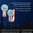 thumbnail image 2 of Gem Stone King 18K Rose Gold Plated Silver Blue Apatite and White Created Sapphire Earrings for Women (1.49 Cttw, Gemstone Birthstone, Round 5MM), 2 of 6