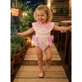 thumbnail image 6 of BemeyourBBs Newborn Baby Girls Summer Clothes Infant Bubble Romper Cute Bow Embroidery Sleeveless Ruffled Doll Collar Front Bow Jumpsuit Bodysuit Playsuit, 6 of 9