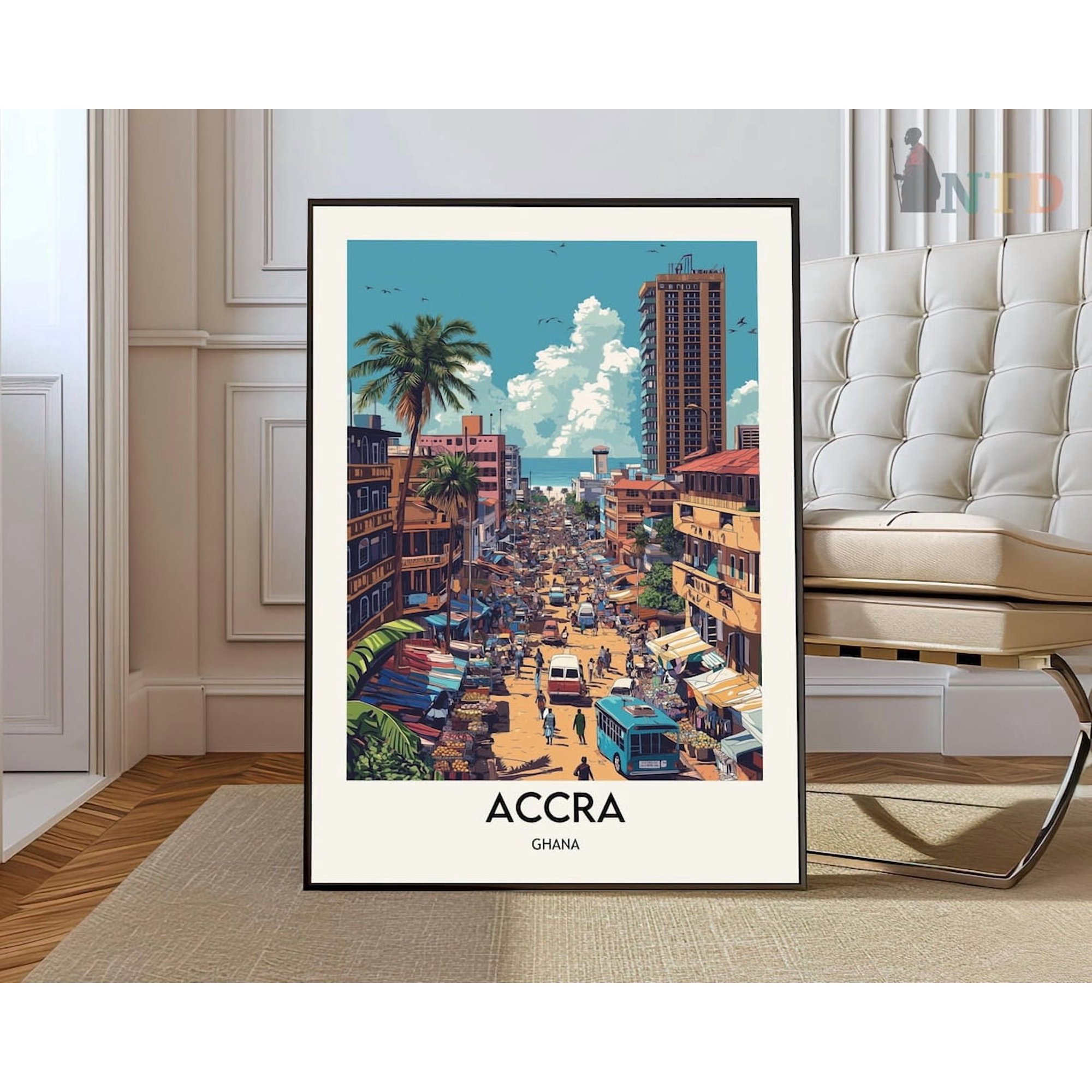 Accra Ghana Wall Art Print, West African Capital Decor