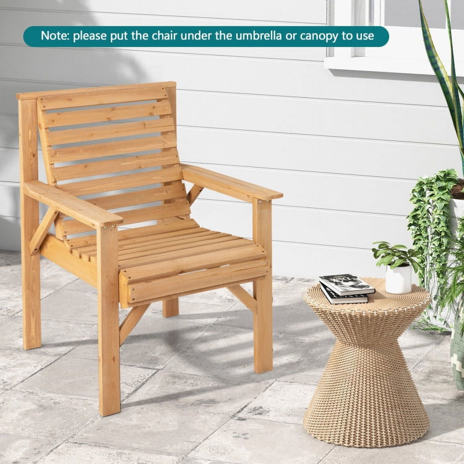 Aimee Lii Outdoor Solid Fir Wood Chair with Inclined Backrest, Outdoor Patio Set
