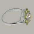 thumbnail image 4 of LBG British Made 18k White Gold Ring with Cultured Pearl & Peridot Womens Statement Ring - 33 size options - Size 7.25, 4 of 6