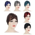 thumbnail image 4 of Turbans for Women Soft Pre Tied Knot Fashion Pleated Turban Cap Beanie Headwrap Sleep Hat, 4 of 7