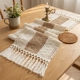 thumbnail image 2 of Boho Table Runner, Farmhouse Macrame Bicolor Table Runner For Summer Home Decor, Rustic Woven Cotton Crochet Lace With Tassels For Living Room Bridal Shower, 72" X 12", 2 of 8
