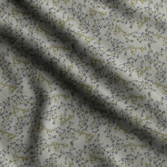 Soimoi Floral & Leave Print,Cotton Poplin, Sewing Fabric Sold by The Yard 42 Inch Wide,Sewing Craft Quilting/Quilt Making Fabric, Dusty Gray