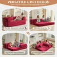 thumbnail image 4 of COOLHUT 78.7" W Combination Sofa, High Rebound Density Foam Sofa Couch, Two Forms Floor Couch Three Seats Sofa Bed for Living Room, Bedroom, Rose Red, 4 of 13