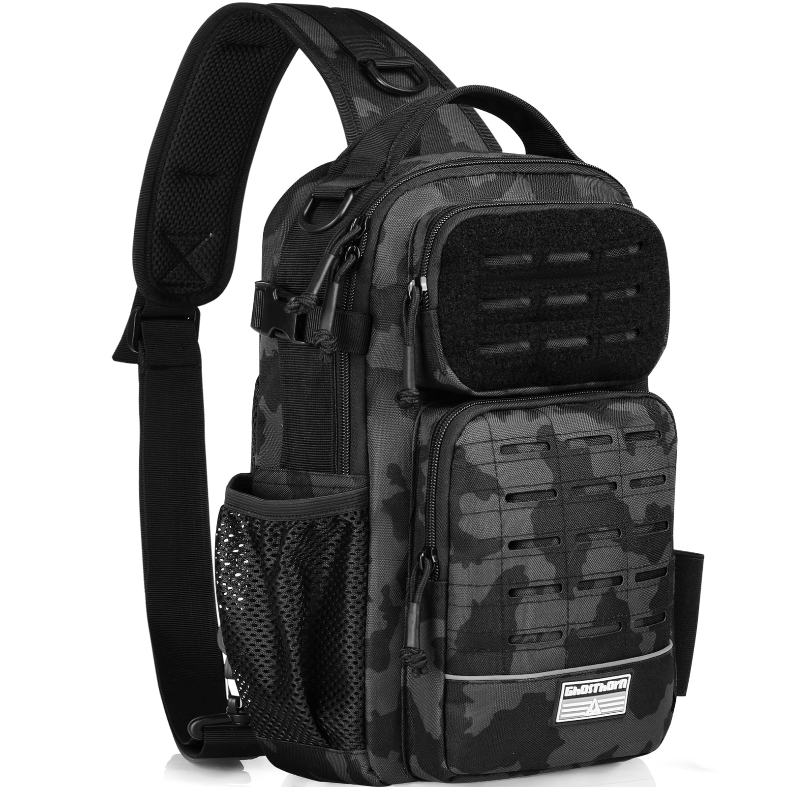 Ghosthorn Fishing Backpack Tackle Sling Bag -Lightweight Sling Tackle Storage Bag- Fishing Backpack with Rod Holder