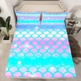thumbnail image 2 of jejeloiu Ocean Mermaid Print Queen Sheet Sets,Pink Blue Ombre Bed Set For Girls Kids 4pcs, 2 of 7