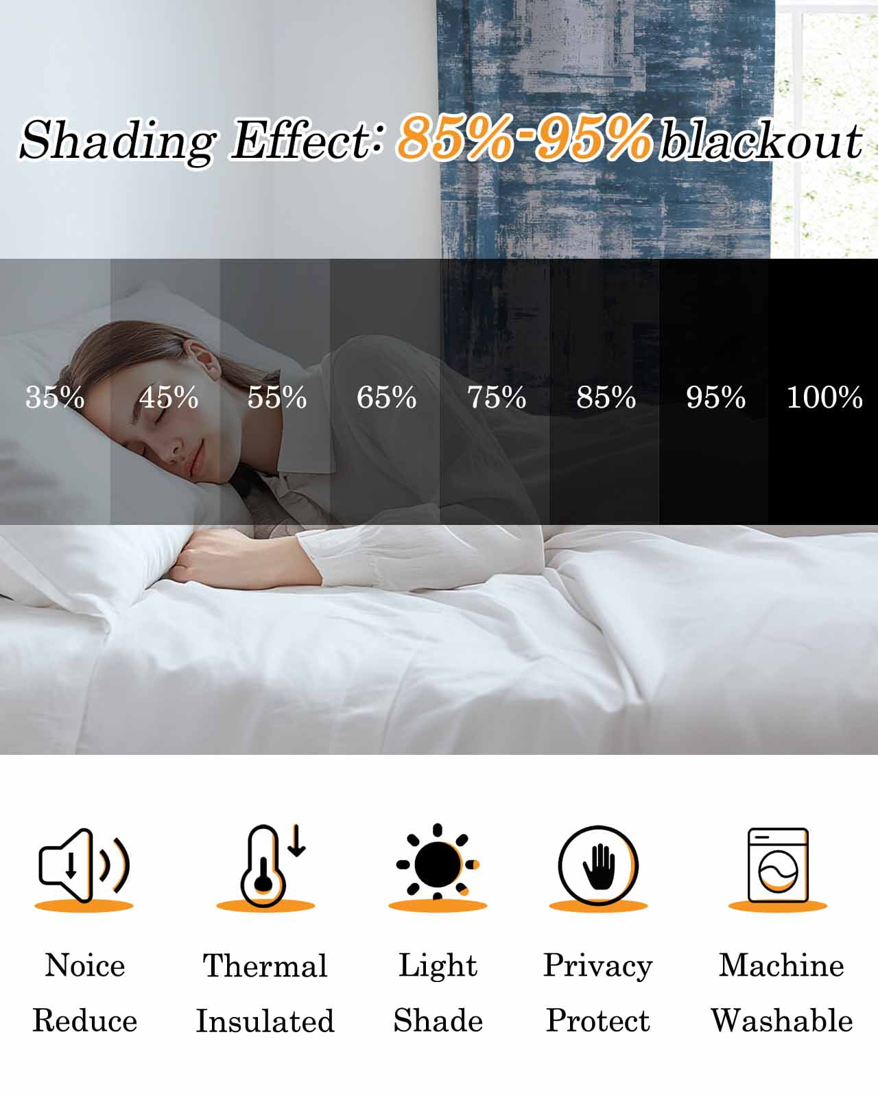 Blue Blackout Curtains for Bedroom Living Room, Modern Abstract Gradient Blue Geometric Texture 39 In Long Thermal Insulated Room Darkening Drapes Grommet Window Treatments, 27.5 x 39 In