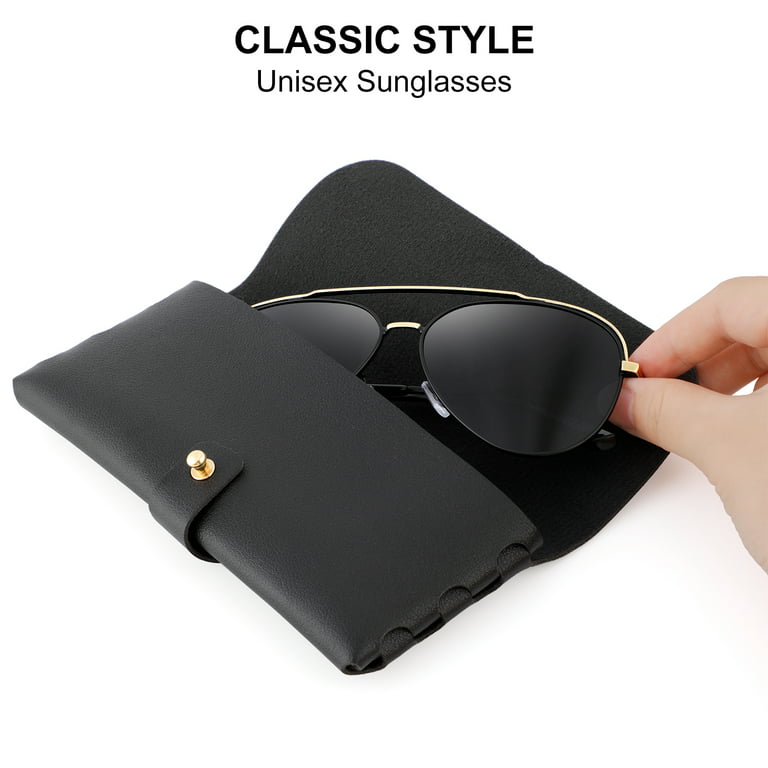 Peaoy Aviator Polarized Sunglasses Retro Black UV 400 Protection Sunglasses  for Men Women Travel Fishing Driving 