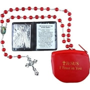 Divine Mercy Rosary Kit, Catholic Jewelry Confirmation Gifts, Includes 3 Pieces, 23 Inch Rosary, 2 Inch Crucifix Pendant