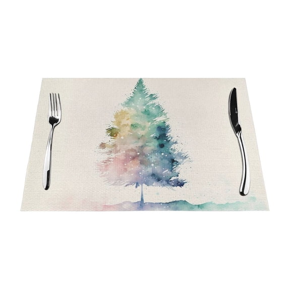 ZNDUO Placemats, 1 PCS Heat Resistant Stain Resistant Woven PVC Insulation Placemats, Durable Washable Elegant Table Mats for Dining-Watercolor Minimalism, 18"x12"