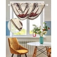 thumbnail image 3 of Waterfall Valances for Windows, Red Texas Star Rustic Kitchen Sheer Valance Curtains, Country Star Berries Wooden Rod Pocket Elegant Swag Valances for Living Room Bedroom, 47.2"x38.5", 3 Panel, 3 of 8