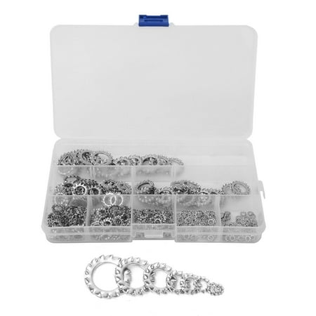 

Flat Washer Set 300pcs Come With Storage Box， Lock Washer Assortment Set For Fixing Components Repairing