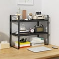 thumbnail image 6 of Double-Tier Desktop Storage Shelf | Wooden Student Desk Organizer | Office Computer Desk Tiered Cabinet | Multicolor & Black | 36x30x20cm, 6 of 6