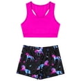 thumbnail image 2 of TiaoBug Kids Girls' Racer Back Crop Top and Love Dance Athletic Booty Shorts Set for Sports Workout Swimming, 2 of 7
