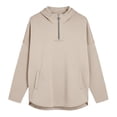 thumbnail image 6 of Lcziwo Quarter Zip Sweatshirt for Women Long Sleeve Oversized Casual Hoodies Y2K Fall Winter Fashion Pullover with Pockets Khaki,XXL, 6 of 7