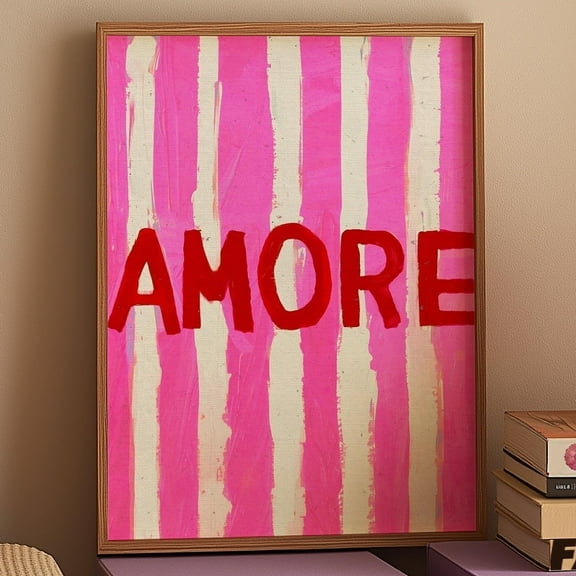 Typography Poster, Pink Wall Art, Stripe Print, Bedroom Wall Decor, Psychedelic Art, Dopamine Decor, Eclectic Wall Art, Maximalist Poster Wall Art, Modern Wall Decor, 8x12 UNFRAMED