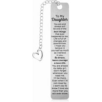 Inspirational Daughter Birthday Gift Bookmark Book Lovers Gifts Bookmarks Metal Book Marker with Heart Shaped Chain Bookmark for Kids Teen Stepdaughter, Birthday Graduation