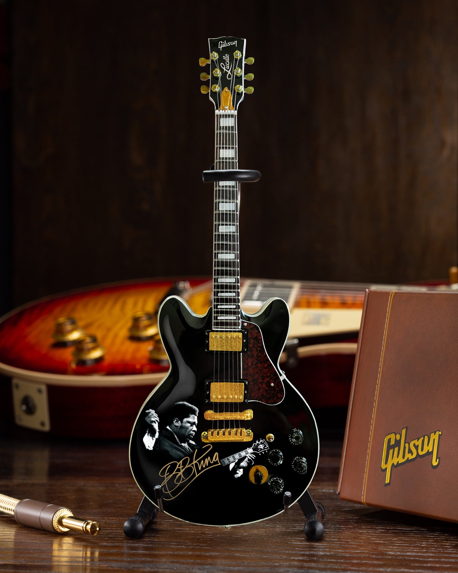 BB King Gibson Ebony ES-355 Lucille Tribute 10 Inch Miniature Guitar Replica