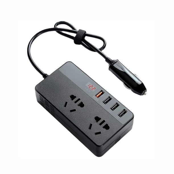 Inversor De Automóvil De 12 V A 220 V Convertidor De Automóvil Multifuncional Enchufe De Transformador De Potencia De Automóvil Con Carga Rápida Qc3.0 2 Salidas De Ca 4 Puertos Usb Para Automóvil Inevent VI005239-00