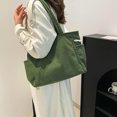 thumbnail image 3 of HUISZJ Corduroy Shoulder Bag, Large Capacity Tote Bag, Versatile Tote Handbag for Travel Commute Work (Green), 3 of 7