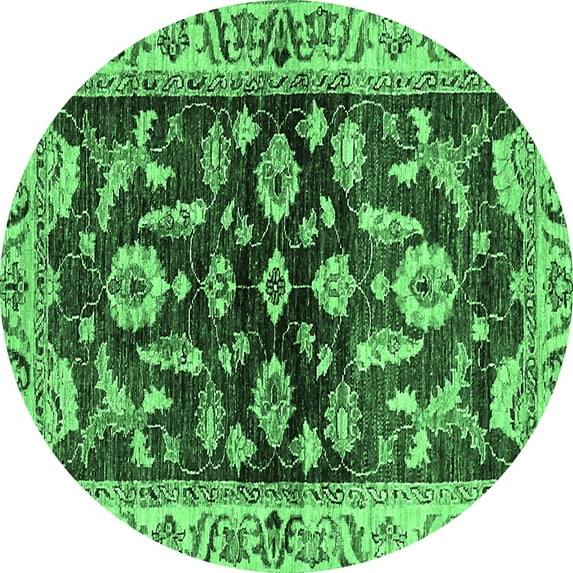 Ahgly Company Indoor Round Oriental Emerald Green Traditional Area Rugs, 5' Round