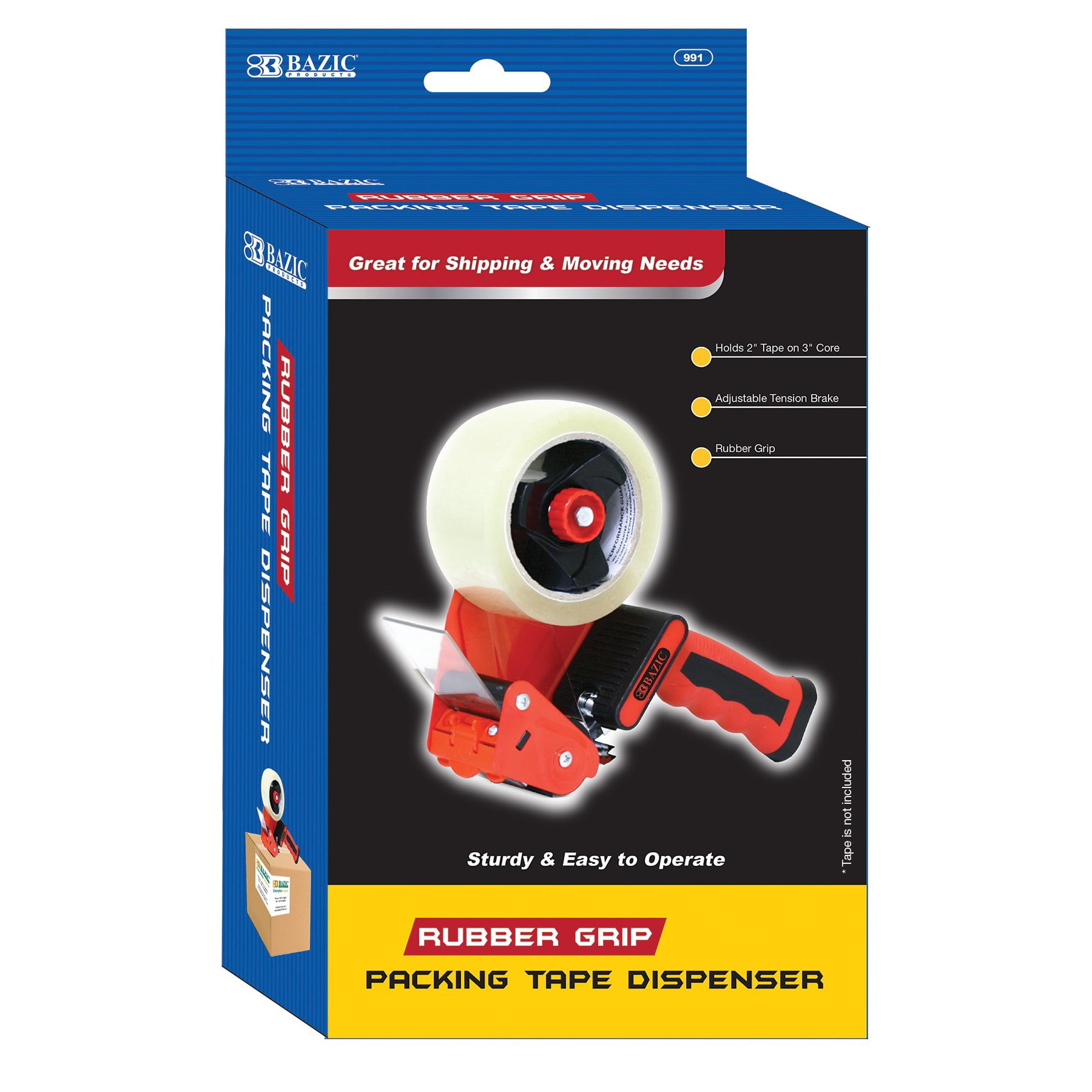 Bazic 2" Handheld Packing Tape Dispenser Red 2/Bundle (BAZ991-2)