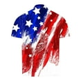 thumbnail image 4 of ibuvkizy Men's 4Th of July USA Shirts Shirt Short Sleeve American Flag T-Shirt Men's Casual Printed Zippered T-shirt With Lapel Top Summer Patriotic Graphic Tees, 4 of 5