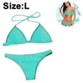 thumbnail image 2 of Traje de baño de bikini para mujer Conjuntos de trajes de baño de dos piezas con tiras triangulares y halter, 2 of 5