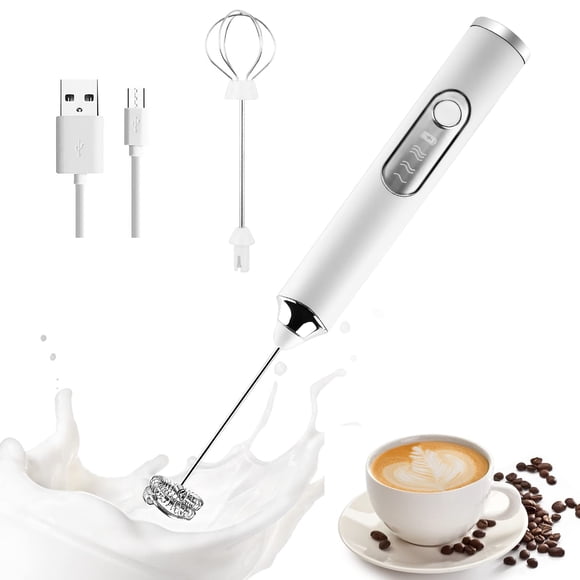 Espumador de Leche Eléctrico, Mini Máquina de Espuma de Mano, Recargable por USB de 3 Velocidades, Mezcladora de Bebidas con 2 Batidores para Café a Prueba de Balas, Capuchino, Matcha, Chocolate Calie