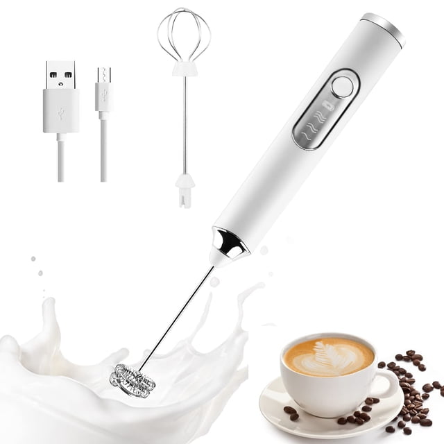 Espumador de Leche Eléctrico, Mini Máquina de Espuma de Mano, Recargable por USB de 3 Velocidades, Mezcladora de Bebidas con 2 Batidores para Café a Prueba de Balas, Capuchino, Matcha, Chocolate Calie