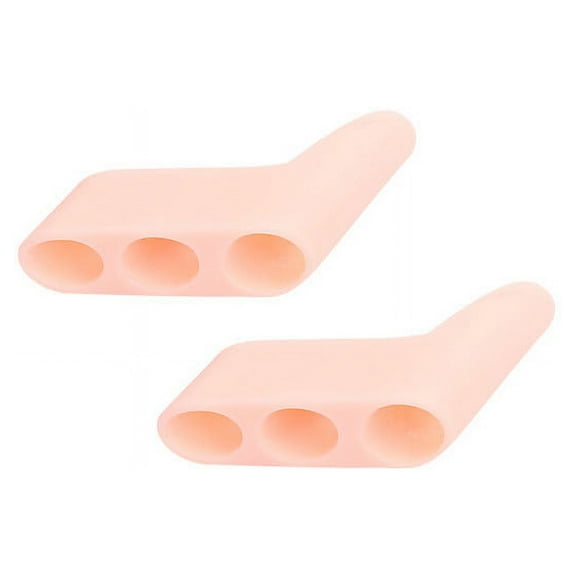Gel Pinky Toe Separator, Topboutique Three-Holes Gel Toe Separators for Curled Pinky Toes, Overlapping Toe, Blisters, Pain Relief from Friction（Skin color）