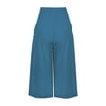 thumbnail image 3 of Fangasis Ladies Capri Pants Solid Color Palazzo Pant High Waist Bottoms Women Baggy Trousers Lounge Summer Peacock Blue L, 3 of 5