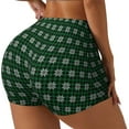 thumbnail image 2 of Fotbe Green Buffalo Plaid Merry Christmas Seamless Shorts, Womens Workout Shorts High Waist Stretch Booty Short for Gym/Yoga/Running/Biking-Small, 2 of 9