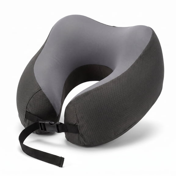 Reifier Memory Foam Travel Neck Pillow with Breathable Washable Cover, Gray