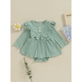 thumbnail image 2 of Bagilaanoe Newborn Autumn Outfits Baby Girl Rompers Dress Ruffle Long Sleeve Bodysuit 6M 12M 18M 24M Infant Patchwork A-line Dresses, 2 of 9