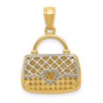 thumbnail image 1 of 14k Yellow with White Rhodium Two-tone Gold Reversible Heart Handbag Pendant, 1 of 6