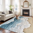 thumbnail image 3 of Abstract Beach Wave Washable Living Room Rugs 5'x7', Blue Watercolor Modern Art Low Pile Throw Large Area Rugs Non-Slip Sturdy Edge Binding Carpet for Dining Room Bedside Kitchen, 3 of 9