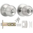 thumbnail image 1 of Entry Door Knob with Key Stainless Steel Exterior Door Knobs Round Security Front Door Lock Set Satin Nickel, 1 of 4