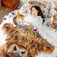 thumbnail image 4 of Castle Fairy Adults Female Men Highland Bull Bedding Comforter Set 7pcs,Colorful Floral Flowers Queen Bedding Sets Super Cozy,Farmhouse Animal Queen Sheet Sets,Ultra Soft Home Decor,Reversible, 4 of 8