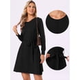 thumbnail image 2 of DARING DIVA Women's Knitted Sweater Crew Neck Midi with Belt Dress XS Black, 2 of 6