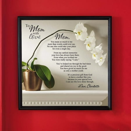 Personalized "To Mom with Love", One Child, Canvas Framed Art, 16" x 16
