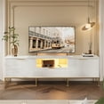 thumbnail image 6 of Bestier 70 inch LED TV Stand Modern High Gloss Fluted TV Cabinet Entertainment Center with Drawers for TVs up tp 75 inch, White & Gold, 6 of 9