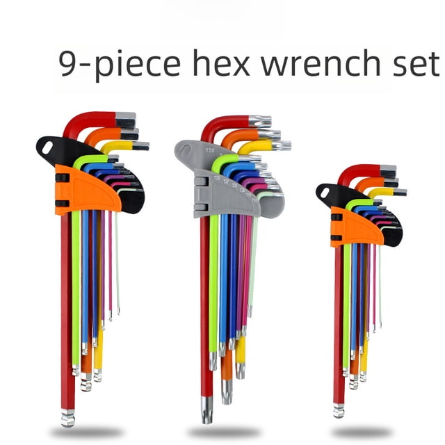 Foldable Mini Hex Key Set with Colorful Design, Chromium Vanadium Steel Construction, Multiple Head Options (Ball, Dome, Flat), Size Range from Short to Extra-Long, Easy Storage & Portable Toolbox