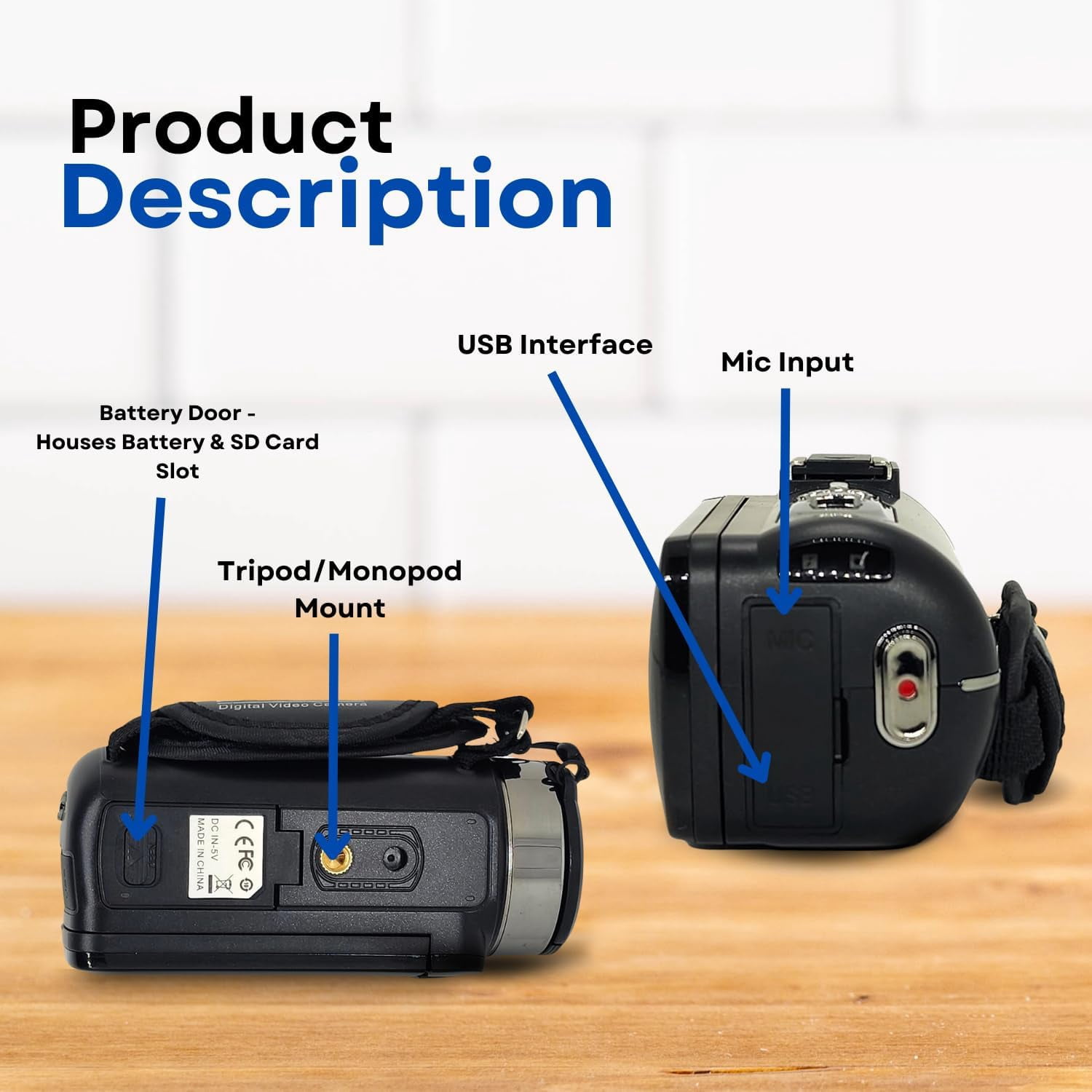 GeniusTech Digital Video Camera 42MP with 64GB SD Card, Remote, Case & USB Cable – Black
