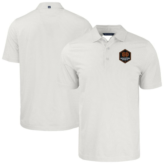 Men's-Cutter & Buck  White Houston Dynamo FC Big & Tall Pike Eco Symmetry Print Stretch Recycled Polo