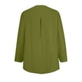 thumbnail image 3 of MIUOWANP Plus Size Women's Solid Color V-Neck Zippered Long Sleeve Studded Casual Blouse Size XXXL(14)Green, 3 of 5