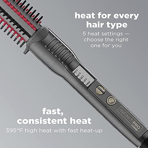 Conair BC2NWTP InfinityPro 1Nano Tourmaline Ceramic Hot Brush, 30-Second Heat-up, 395°F Heat Setting, Uniform Heat Recovery System, Extra-smooth Ceramic Surface, 5 Temperature Settings, Auto-off